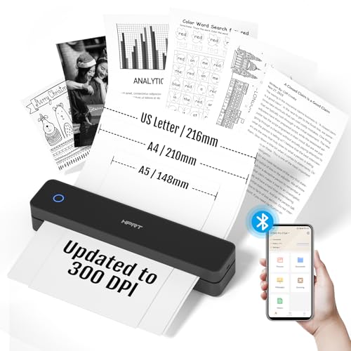 HPRT MT610 Pro Portable Printers Wireless for Travel, Bluetooth Thermal Printer Compatible with iOS, Android & Laptop, Support 8.5x11 US Letter&A4 The
