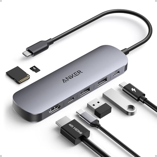 Anker USB C Hub, 7-in-1 Multi-Port USB Adapter for Laptops, 4K@60Hz USB C to HDMI Splitter, 85W Max Power Delivery, 3xUSBA & C 3.0 Data Ports, SD-TF C