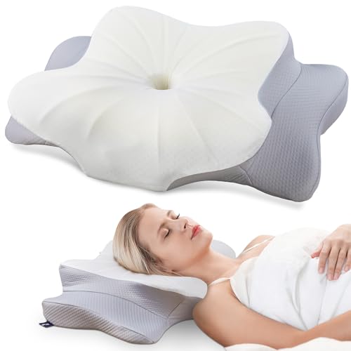 DONAMA Cervical Pillow for Neck and Shoulder,Contour Memory Foam Pillow,Ergonomic Neck Support Pillow for Side Back Stomach Sleepers with Pillowcase L