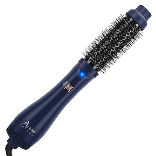 Hair Dryer Brush, Aima Beauty 4-in-1 Upgrade Hot Air Straightener Curler Function for Women, Hair Styling Tools, Prussian Blue-Round 1.75-inch Diamete