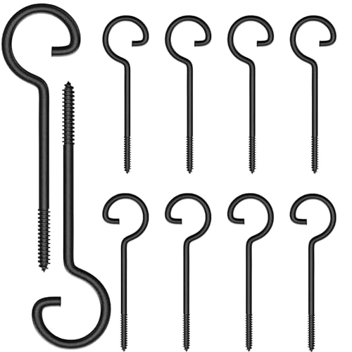 Screw Hooks 6in,Ceiling Hooks 10Pcs Screw-in Hooks,Christmas Lights and Curtain Hooks,Kitchen Hooks,Plants Hanger Outdoor-Indoor Hooks, ZGY J01 6in 10
