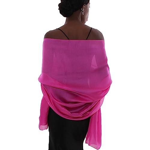 Womens Scarf Pashmina Shawls and Wraps for Evening Dresses Like Chiffon Silk Scarf for Bridal Wedding Rose Red