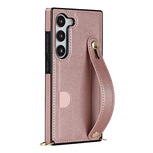 for Samsung Galaxy S23 with Wrist Strap and Lanyard, Card Holder Phone case with Multi-Functional Stand and Scratch-Resistant, Anti-Drop Protection.�