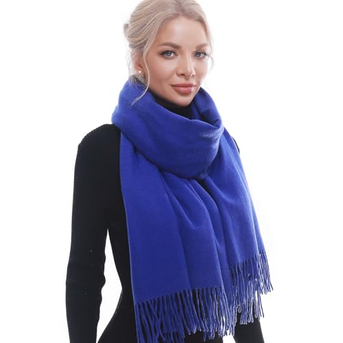 SWAT PANY Scarf for Woman Winter Warm Scarves Pashmina Shawls and Wraps Oversized Scarf Royal Blue
