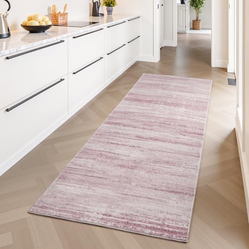 PADOOR Modern Abstract Runner Rug - 2x8 Washable Hallway Rugs, Ultra Soft Non-Slip Low Pile Floor Rugs for Hallway Entryway Kitchen Bedroom Bedside La