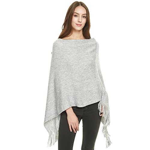 Ferand Women's Lightweight Poncho Sweater Versatile Shawl Wraps Holiday Gifts for Women 2024 One Size Light Grey