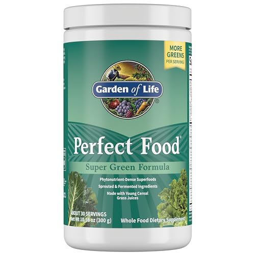 Garden of Life Perfect Food Super Green Formula - 30 Servings, 45 Superfoods, Greens, Fruit and Veggie Juice Superfood Powder Supplement, Probiotics,