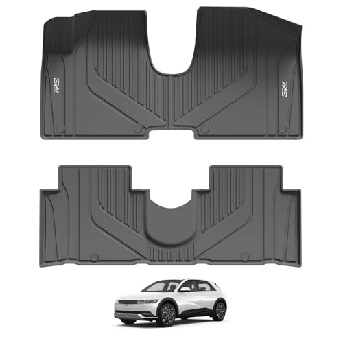 3W Floor Mats for Hyundai Ioniq 5 2022-2024 2025 (Only for Unmovable Console), TPE All Weather Custom Fit Floor Mats for Hyundai Ioniq 5 1st and 2nd R