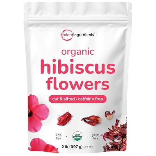 Organic Hibiscus Flowers, 2lbs (450+cups) | Flor de Jamaica, Loose Leaf Tea for Hibiscus Tea Bags | Cut & Sifted Dried Leaves | Caffeine Free, Non-GMO