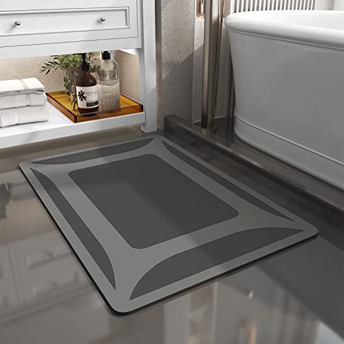 SIXHOME Bath Mat Rug - Quick Dry Absorbent Rubber Backed Bathroom Mat - Fit Under Door - Shower Rug for Bathroom 23.5"X35.5" Dark Grey 23.5"X35.5"