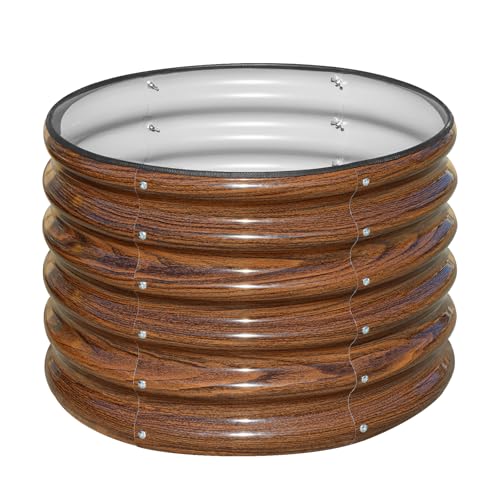 SnugNiture Raised Garden Bed, 2×2×1.5ft Round Galvanized Outdoor Planter Box, 17" Tall Deep Metal Garden Bed Kit for Planting Vegetables, Fruits, Fl