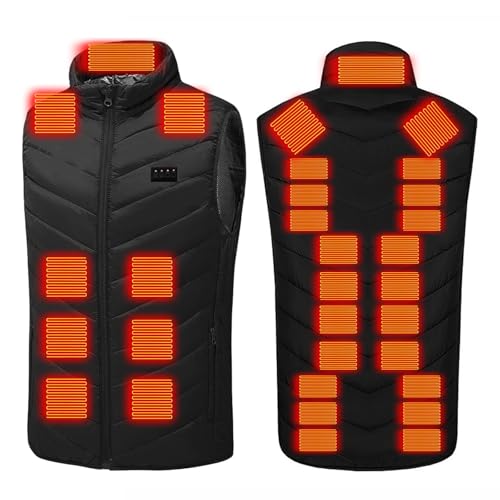 Heated Vest for Men Women, 4 Control 31 Heating Zones USB Electric Puffer Vest, Lightweight Winter Outerwear Jacket Black X-Large