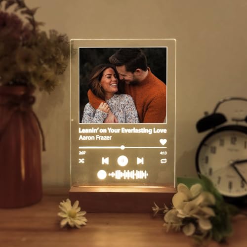 Custom Spotify Plaque Gifts for Women Men -Acrylic Scannable Music Sign - Custom Photo Song Album Cover Suitable For Customized Birthday Christmas Val