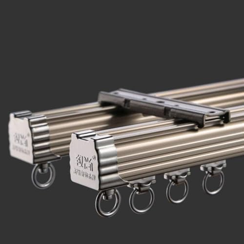 ZSHINE Curtain Double Tracks Ceiling or Wall Mounting Heavy-Duty Curtain Rails for Living Room Bedroom Room Divider Champagne