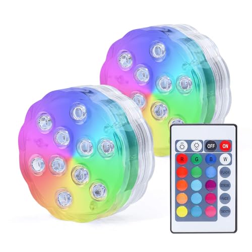 AquaMiracle Submersible LED Lights with Remote Waterproof Battery Operated, Multi Color Changing Hot Tub Lights for Shower, Pool, Pond, Aquarium, Bath