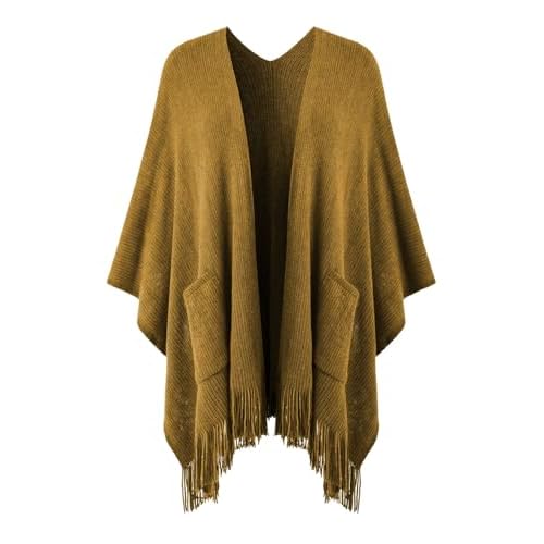 Ferand Shawl Wraps for Women, Cozy Lightweight Poncho Cape with Pockets, Warm for Fall Winter Travel One Size Yellow