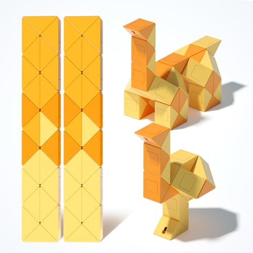 GAN Twist Magic Snake, 48 Wedges 6 Colors Cube Puzzle with Toy Brain Teaser Game for Kids Teens
