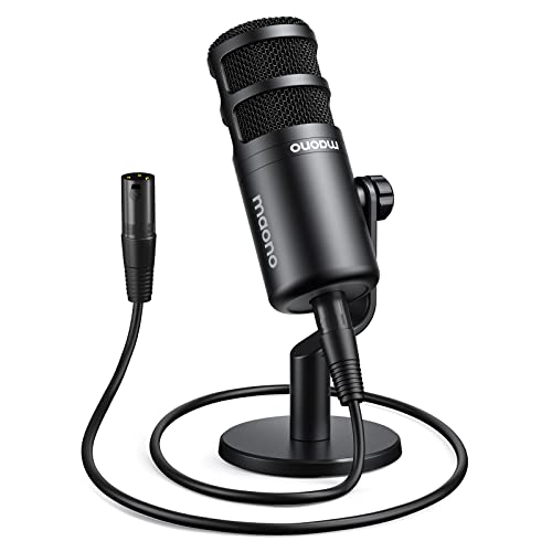 MAONO XLR Podcast Microphone, Cardioid Studio Dynamic Mic for Vocal Recording, Streaming, Voice-Over, Voice Isolation Technology, Metal Mic, Works for