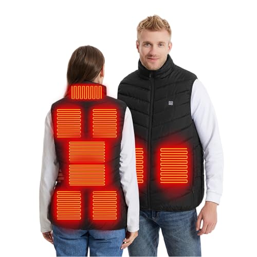 Heated Vest for Men Women with 9 Heating Zones USB Electric 3-Level Lightweight Puffer Jacket Warming Quilted Outerwear Black XX-Large