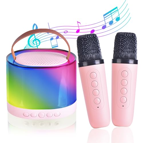 Kids Karaoke Machines for Girls, Mini Karaoke Speaker with 2 Wireless Microphones, Presents for Kids Ages 4-12, Stocking Fillers Gifts For Boys Girls