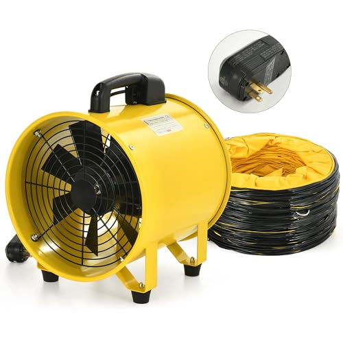 YITAHOME Two Speed Exhaust Fan 12 Inch, Utility Blower Extractor Fan with GFCI Plug Automatic Power-off Protection, Portable Ventilation Fans with 16F