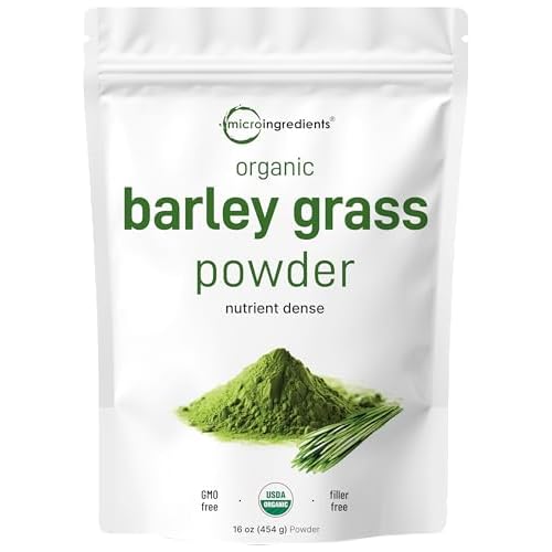 Organic Barley Grass Powder, 16 Ounces | US Grown | Rich in Vitamins, Minerals, Fibers, & Antioxidants | Superfood Greens Mix for Immune Health and Di