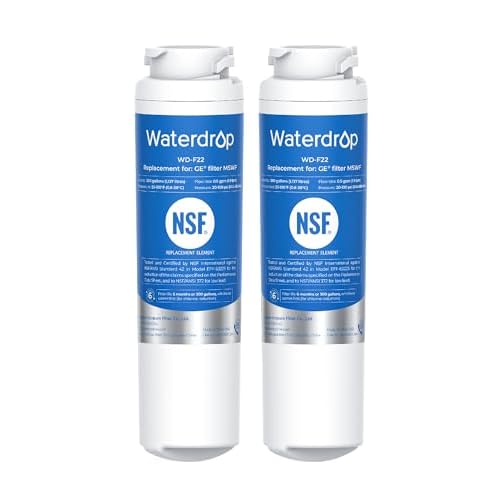 Waterdrop MSWF Refrigerator Water Filter, Replacement for GE® MSWF, 101820A, 101821B, RWF1500A, NSF 42&372 Certified, Pack of 2 (Package May Vary)