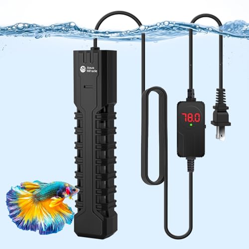 AquaMiracle 300W Submersible Aquarium Heater with LED Digital Display Thermostat, Fish Tank Heater Turtle Heater with Protective Housing, for Tanks 40