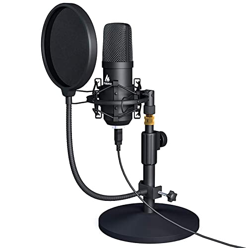 MAONO USB Microphone Kit 192KHZ/24BIT AU-A04T PC Condenser Podcast Streaming Cardioid Mic Plug & Play for Computer, YouTube, Gaming Recording AU-A04T