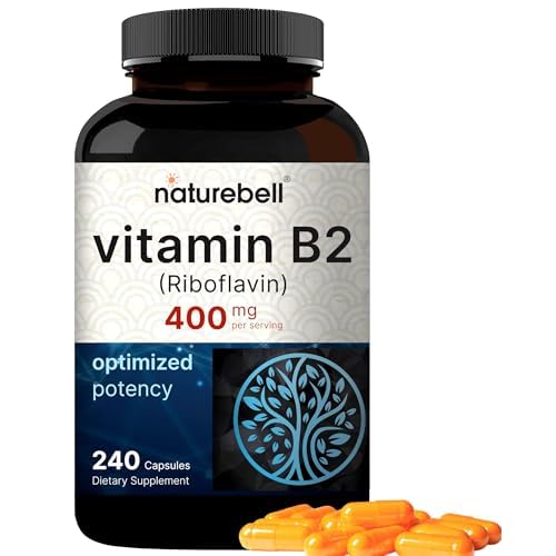 NatureBell Vitamin B2 Riboflavin 400mg Per Serving, 240 Capsules | Essential Daily B Vitamin, Easily Absorbed Form – Supports Energy, Skin, and Cell