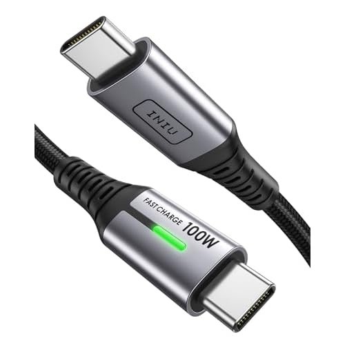INIU 100W USB C to USB C Cable, [1ft, Black] Short USB C Fast Charger Cable for iPhone 17 16 15 Pro Max Samsung S25 S24 Laptops MacBook iPad Air Switc