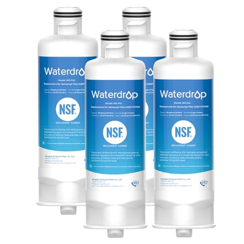 Waterdrop DA97-17376B Replacement for Samsung® HAF-QIN-EXP, DA97-08006C, RF28R7201SR, RF28R7351SG, WD-F45, Refrigerator Water Filter, 4 Filters 4 Bas