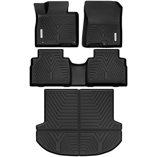 YITAMOTOR Floor Mats Compatible for 2021-2023 Hyundai Santa Fe Includes 2 Rows and Cargo Liner Set,TPE All-Weather Floor Mat Set Liners, Black 2021-20