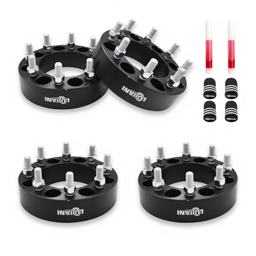4 Pack 8x170mm Wheel Spacers for 2005-2025 F250 F350 Super Duty, 2" Thick Forged Hubcentric Tire Spacer, M14x1.5 Thread Studs & 125mm Centric Bore, 8