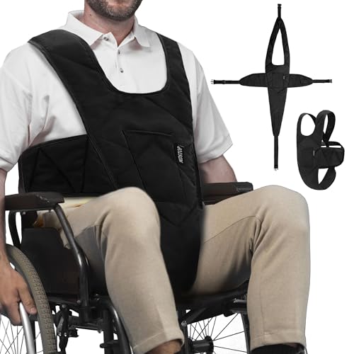 MDSTOP Wheelchair Safety Belt, Anti-Slip Wheelchair Seatbelt, Wheelchair Harness with Adjustable Secure Buckle, Medical Restraints Straps for Seniors