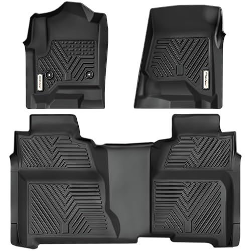 YITAMOTOR Floor Mats Compatible with 2014-2018 Chevy Silverado-GMC Sierra 1500 Crew Cab, 2015-2019 Silverado-Sierra 2500 HD-3500 HD Crew Cab, All-Weat