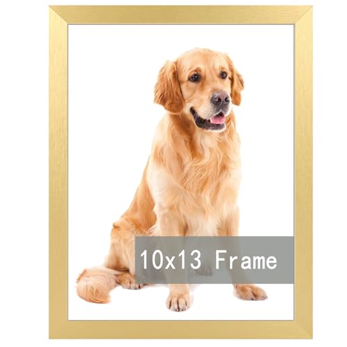 RUN HELIX 10x13 Picture Frame Gold for Wall Hanging, Wall Mounting Horizontally or Vertically, 10 x 13 Wall Gallery Poster Photo Frame with Durable Sh