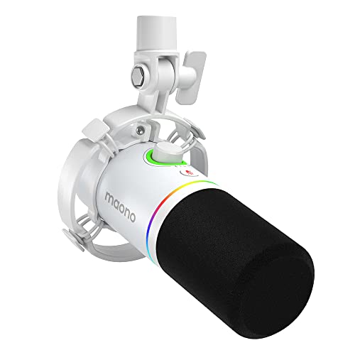 MAONO XLR-USB Dynamic Microphone, RGB Gaming Mic with Software, Mute, Gain Knob, Volume Control and Headphone Jack for Streaming, Podcasting, Recordin
