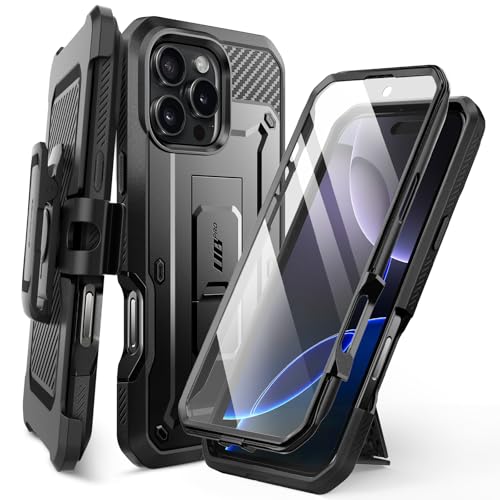 SUPCASE for iPhone 16 Pro Case with Screen Protector (Unicorn Beetle Pro), [Built-in Stand & Belt-Clip] [Military-Grade Protection] Full Body Heavy Du