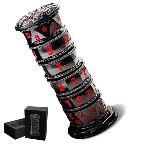 Fidget Roulette DND Dice - 7-in-1 Metal D&D Spinner Set - Cool Role Playing Dice Gifts for Dungeons and Dragons TRPG MTG Games Players (Tower-Black Ni