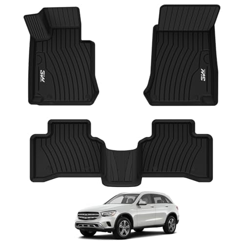 3W Floor Mats Compatible for Benz GLC 2016-2022 TPE All Weather Custom Fit Floor Liner for Benz GLC 1st 2nd Row Full Set Car Mats, Black 2. GLC|16-22|