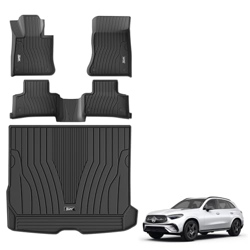 3W Floor Mats and Cargo Liner Compatible for Mercedes Benz GLC (Not Fit Coupe) 2023 2024 2025 2026, TPE All Weather for GLC300-GLC300e-GLC43 AMG Floor