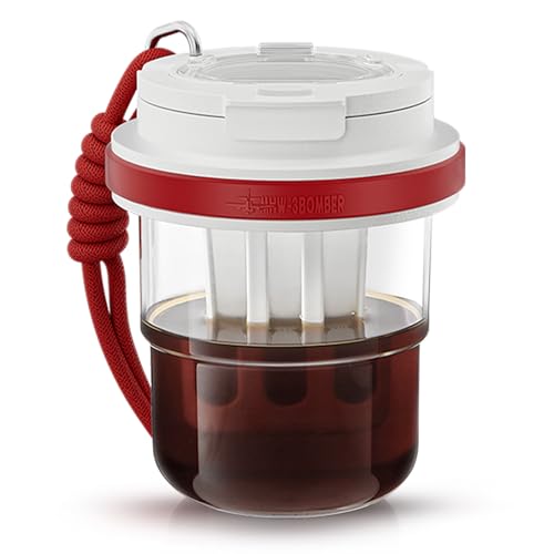 MHW-3BOMBER Cold Brew Coffee Maker Crossbody Portable 18oz - Iced Coffee Mug Tea Brewer Pitcher with Filter - Travel Coffee Tumbler for Gifts Car Offi