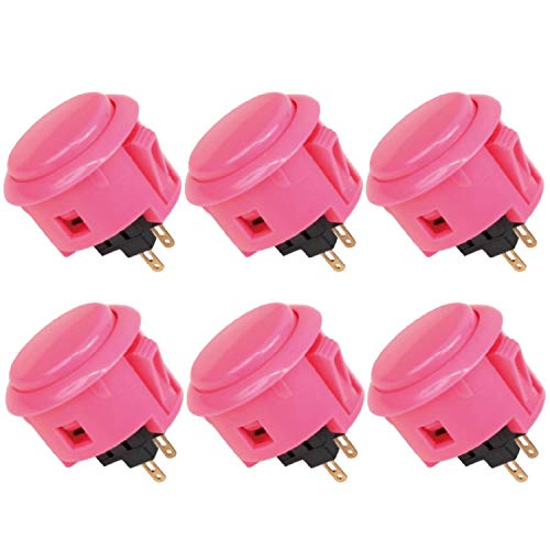 Sanwa 6 pcs OBSF-30 Original Push Button 30mm - for Arcade Jamma Video Game & Arcade Joystick Games Console (Pink), Use for Arcade Game Machine Cabine