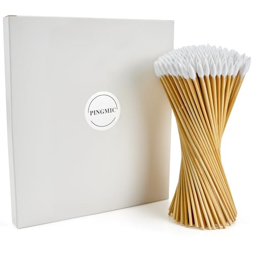 200 PCS 6-Inch Precision Gun Cleaning Swabs - Lint-Free Bamboo-Handle Cotton Swabs for Gun Cleaning, Makeup & Electronics 200 pointed