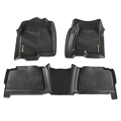 G-PLUS TPE Floor Mats Compatible with Chevy Silverado-GMC Sierra 1500 Crew Cab 1999-2006 3PCS Cargo Liner All Weather Full Cover Protection 1st & 2nd