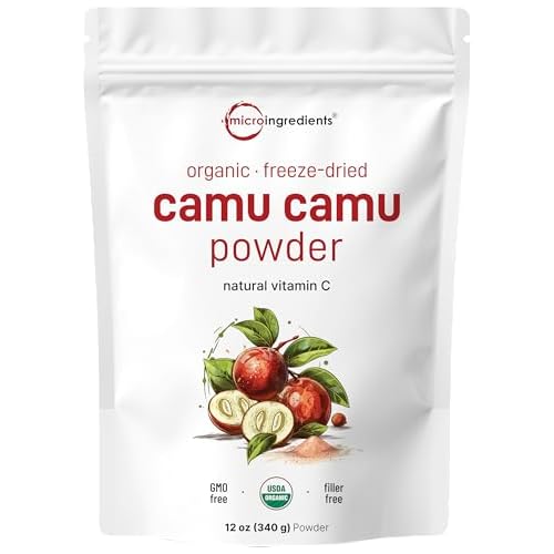 Organic Camu Camu Powder, 12 oz | High Natural Vitamin C Level | Fresh Freeze-Dried Berries Source | No GMOs, Vegan Friendly