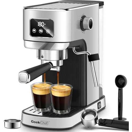 Geek Chef Espresso Machine, 20 Bar Espresso and Cappuccino Coffee Maker, Quick Heating Automatic, Latte & Cappuccino Creator, for Home, for Gift to Fa