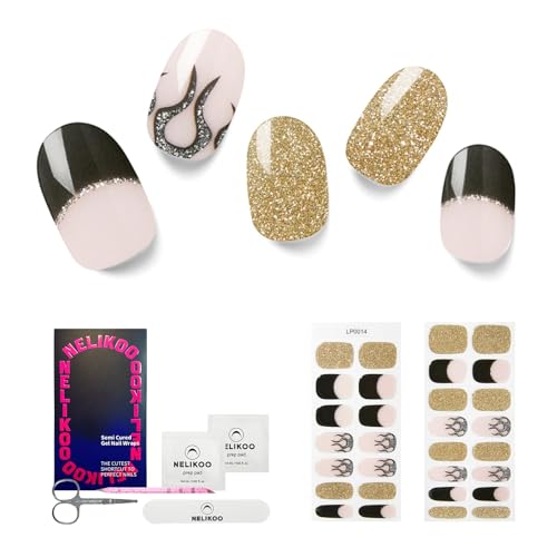 Semi Cured Gel Nail Strips, 30 pcs Gel Nail Stikers, Gel Nail Wraps Semi Cured, Easy to Apply, Salon-Quality, 2 Weeks Long Lasting Passion