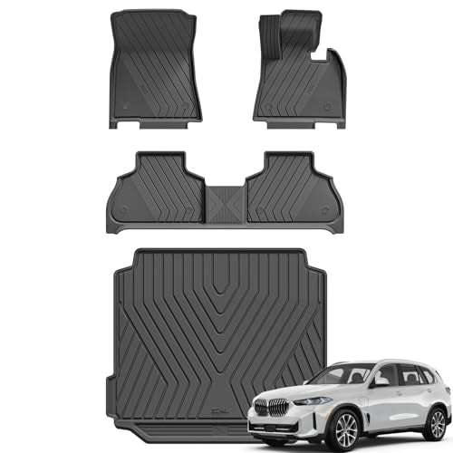 3W Floor Mats & Boot liner Fit for BMW X5 G05 2019-2024 2025, All Weather Dog Friendly TPE Car Mat, Waterproof Anti-Slip Easy Clean Heavy Duty Trunk M